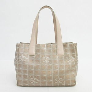 CHANEL Tote Bag Pink Glitter Canvas Leather